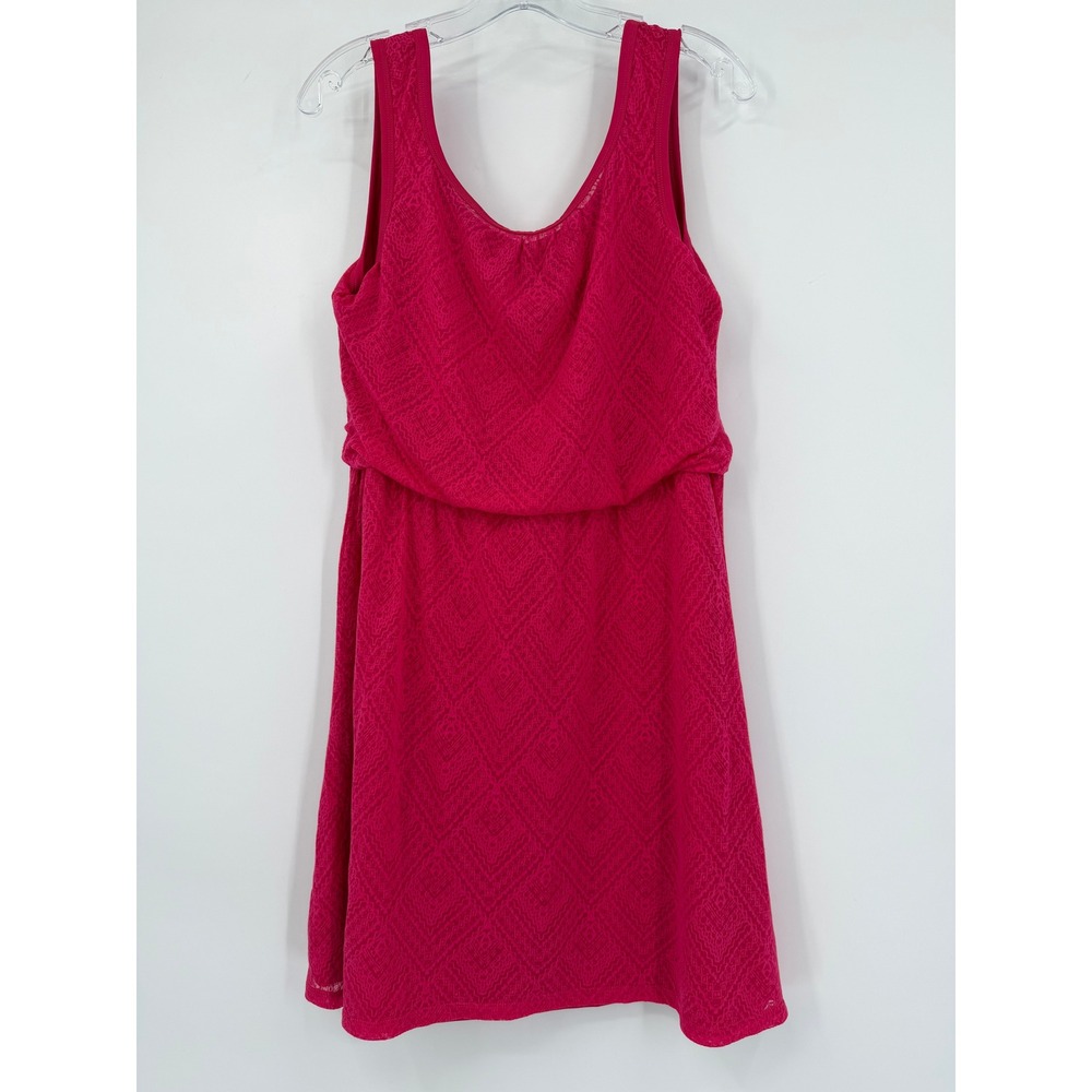 Prana Pink Geometric Diamond Lace Blouson Sleeveless Dress Womens Medium